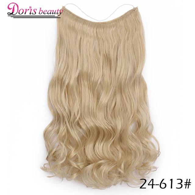 20 inches Invisible Wire No Clips in Hair Extensions Hairpieces Ombre Halo Colored for Hair Straight Wavy Natural Synthetic