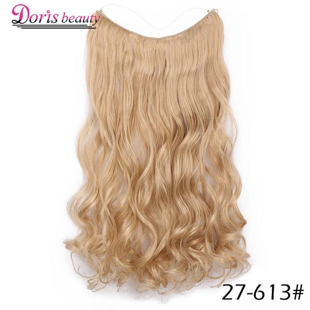 20 inches Invisible Wire No Clips in Hair Extensions Hairpieces Ombre Halo Colored for Hair Straight Wavy Natural Synthetic
