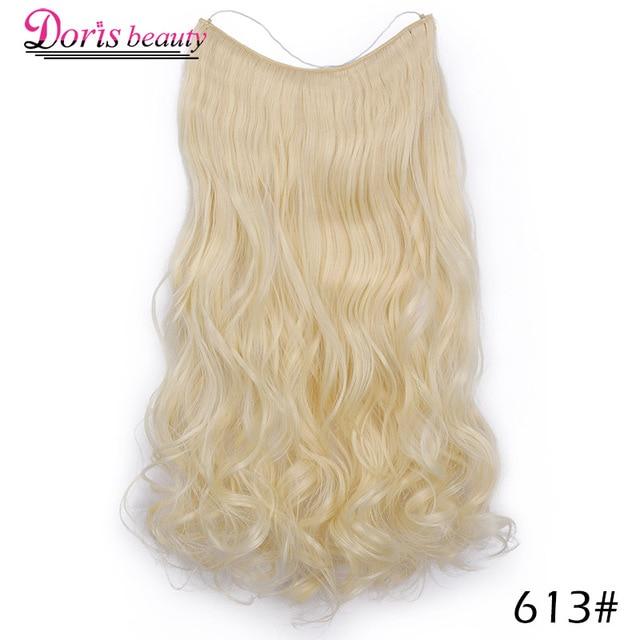 20 inches Invisible Wire No Clips in Hair Extensions Hairpieces Ombre Halo Colored for Hair Straight Wavy Natural Synthetic
