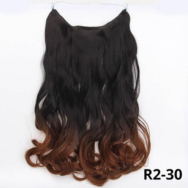 20 inches Invisible Wire No Clips in Hair Extensions Hairpieces Ombre Halo Colored for Hair Straight Wavy Natural Synthetic