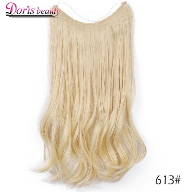 20 inches Invisible Wire No Clips in Hair Extensions Hairpieces Ombre Halo Colored for Hair Straight Wavy Natural Synthetic