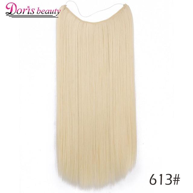20 inches Invisible Wire No Clips in Hair Extensions Hairpieces Ombre Halo Colored for Hair Straight Wavy Natural Synthetic