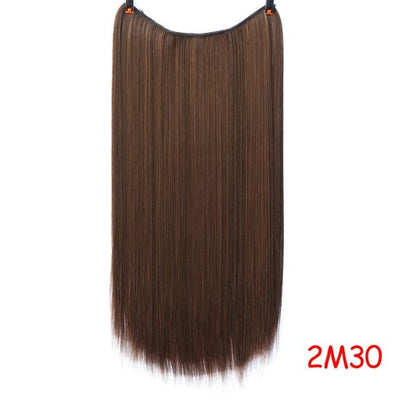DIFEI 24 inch Long Synthetic Hair Heat Resistant Hairpiece Fish Line Straight Hair Extensions Secret Invisible Hairpieces