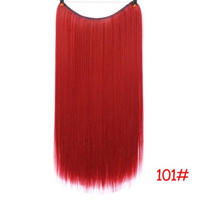 DIFEI 24 inch Long Synthetic Hair Heat Resistant Hairpiece Fish Line Straight Hair Extensions Secret Invisible Hairpieces