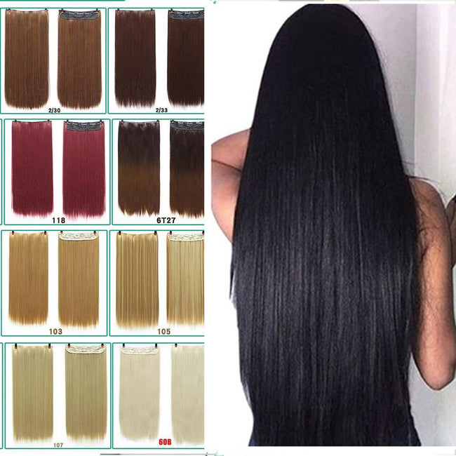 DIFEI 24 - inch straight hair patch women's high temperature fiber patch Hair Extensions Clip In Hair Extensions