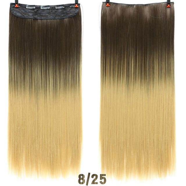 DIFEI 24 - inch straight hair patch women's high temperature fiber patch Hair Extensions Clip In Hair Extensions