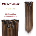 I's a wig 15 colors 16 clips Long Straight Synthetic Hair Extensions Clips in High Temperature Fiber Black Blonde Hairpiece