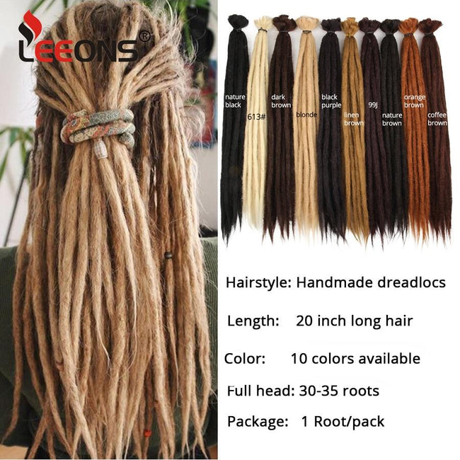 Leeons Handmade Dreadlocks Hair Extensions Crochet Hair Kanekalon Synthetic Hair 1Strands Dreadlock For Women And Men 20 Inch