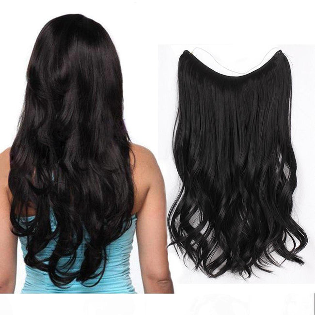 AISI HAIR 22 inch No Clips Invisible in Hair Extensions Secret Fish Line Straight and Wave Synthetic hairs High Tempreture Fribe