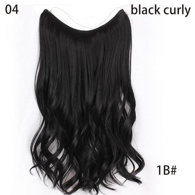 AISI HAIR 22 inch No Clips Invisible in Hair Extensions Secret Fish Line Straight and Wave Synthetic hairs High Tempreture Fribe