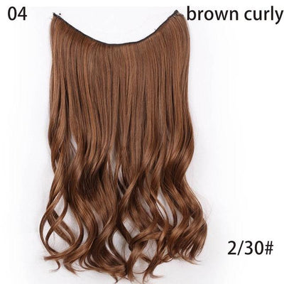 AISI HAIR 22 inch No Clips Invisible in Hair Extensions Secret Fish Line Straight and Wave Synthetic hairs High Tempreture Fribe