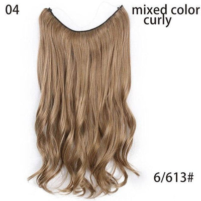 AISI HAIR 22 inch No Clips Invisible in Hair Extensions Secret Fish Line Straight and Wave Synthetic hairs High Tempreture Fribe