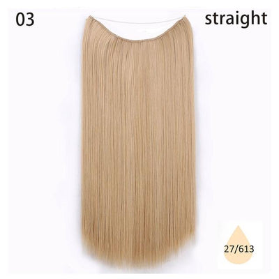 AISI HAIR 22 inch No Clips Invisible in Hair Extensions Secret Fish Line Straight and Wave Synthetic hairs High Tempreture Fribe