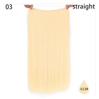 AISI HAIR 22 inch No Clips Invisible in Hair Extensions Secret Fish Line Straight and Wave Synthetic hairs High Tempreture Fribe