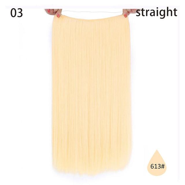 AISI HAIR 22 inch No Clips Invisible in Hair Extensions Secret Fish Line Straight and Wave Synthetic hairs High Tempreture Fribe