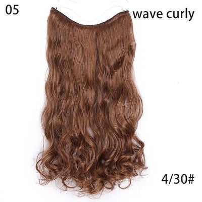 AISI HAIR 22 inch No Clips Invisible in Hair Extensions Secret Fish Line Straight and Wave Synthetic hairs High Tempreture Fribe
