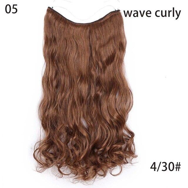 AISI HAIR 22 inch No Clips Invisible in Hair Extensions Secret Fish Line Straight and Wave Synthetic hairs High Tempreture Fribe