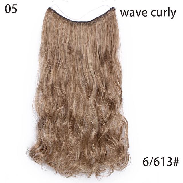 AISI HAIR 22 inch No Clips Invisible in Hair Extensions Secret Fish Line Straight and Wave Synthetic hairs High Tempreture Fribe