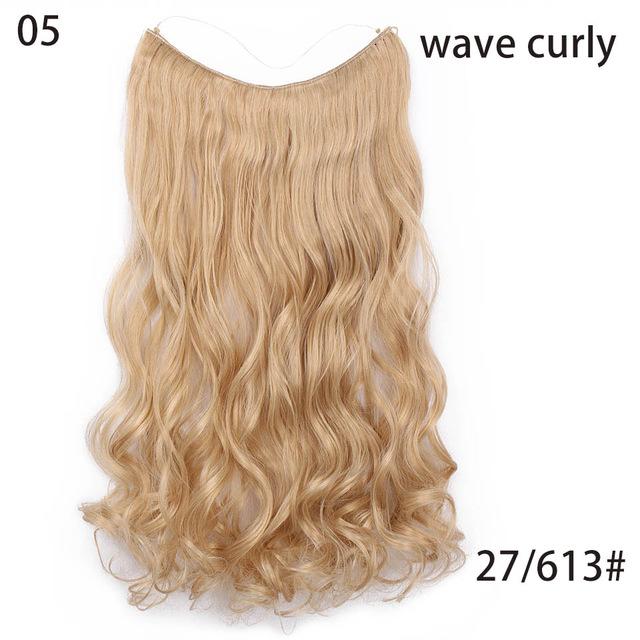 AISI HAIR 22 inch No Clips Invisible in Hair Extensions Secret Fish Line Straight and Wave Synthetic hairs High Tempreture Fribe