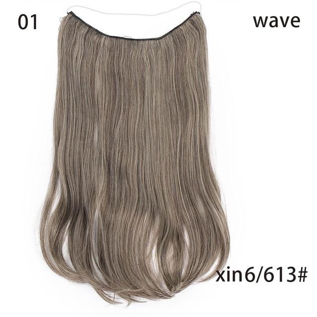 AISI HAIR 22 inch No Clips Invisible in Hair Extensions Secret Fish Line Straight and Wave Synthetic hairs High Tempreture Fribe