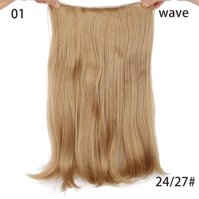 AISI HAIR 22 inch No Clips Invisible in Hair Extensions Secret Fish Line Straight and Wave Synthetic hairs High Tempreture Fribe
