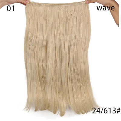 AISI HAIR 22 inch No Clips Invisible in Hair Extensions Secret Fish Line Straight and Wave Synthetic hairs High Tempreture Fribe