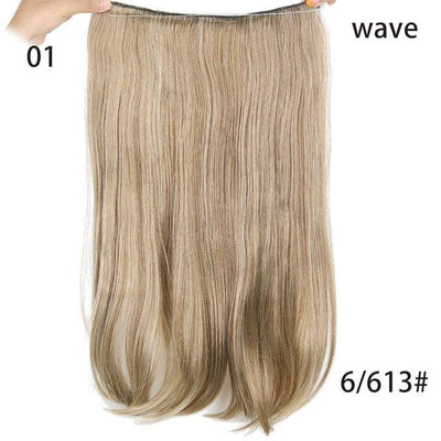 AISI HAIR 22 inch No Clips Invisible in Hair Extensions Secret Fish Line Straight and Wave Synthetic hairs High Tempreture Fribe