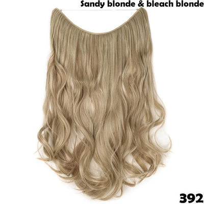 SNOILITE 20 inches Invisible Wire No Clips in Hair Extensions Secret Fish Line Hairpieces long Straight natual hair synthetic