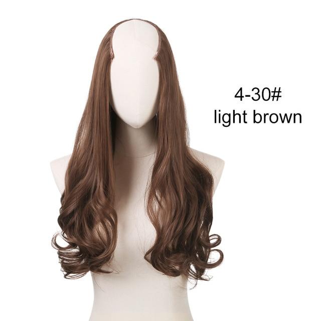 SARLA 24" U-Part Synthetic Hair Extension Clip In Long Thick Curly Natural Blonde Flase Hair Hairpieces For Women Heat Resistant