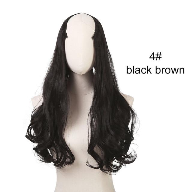 SARLA 24" U-Part Synthetic Hair Extension Clip In Long Thick Curly Natural Blonde Flase Hair Hairpieces For Women Heat Resistant