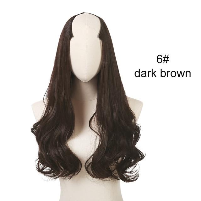 SARLA 24" U-Part Synthetic Hair Extension Clip In Long Thick Curly Natural Blonde Flase Hair Hairpieces For Women Heat Resistant
