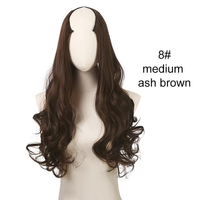 SARLA 24" U-Part Synthetic Hair Extension Clip In Long Thick Curly Natural Blonde Flase Hair Hairpieces For Women Heat Resistant