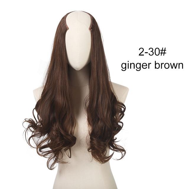 SARLA 24" U-Part Synthetic Hair Extension Clip In Long Thick Curly Natural Blonde Flase Hair Hairpieces For Women Heat Resistant