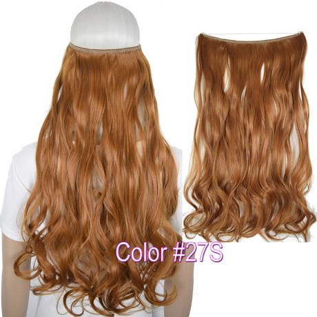 TOPREETY Heat Resistant B5 Synthetic Fiber 22" 55cm 100gr Wavy Elasticity Invisible Wire Halo Hair Extensions 30 Colors
