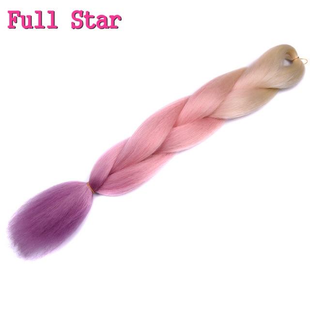 1pack Ombre hair bundles Synthetic Jumbo Braiding Hair Full Star Crochet Blonde Pink Blue Purple Rainbow Fake hair Extensions