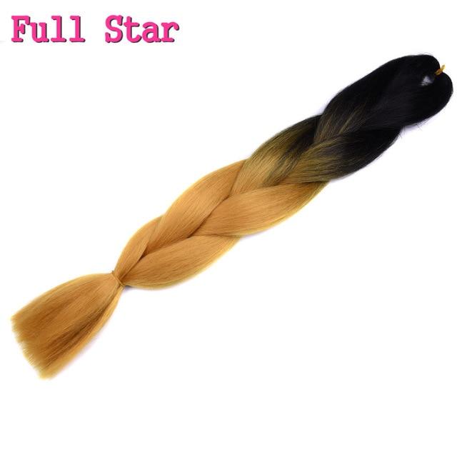 1pack Ombre hair bundles Synthetic Jumbo Braiding Hair Full Star Crochet Blonde Pink Blue Purple Rainbow Fake hair Extensions