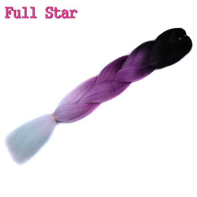 1pack Ombre hair bundles Synthetic Jumbo Braiding Hair Full Star Crochet Blonde Pink Blue Purple Rainbow Fake hair Extensions