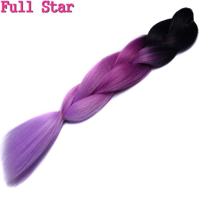 1pack Ombre hair bundles Synthetic Jumbo Braiding Hair Full Star Crochet Blonde Pink Blue Purple Rainbow Fake hair Extensions