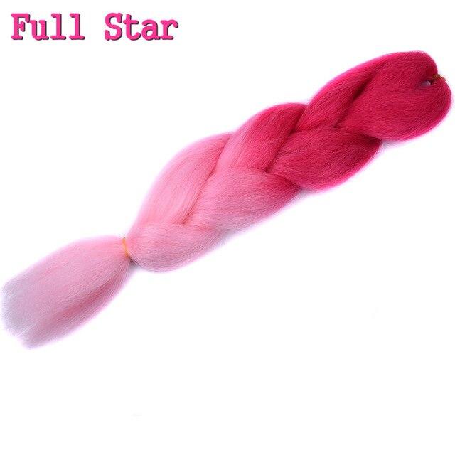 1pack Ombre hair bundles Synthetic Jumbo Braiding Hair Full Star Crochet Blonde Pink Blue Purple Rainbow Fake hair Extensions