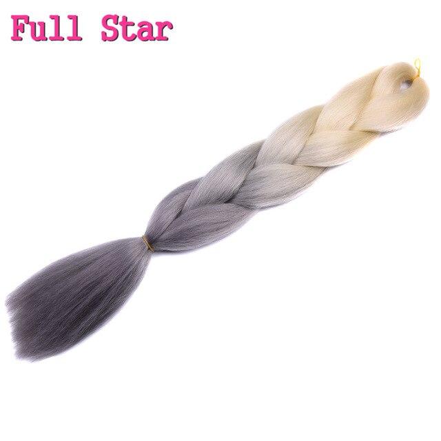 1pack Ombre hair bundles Synthetic Jumbo Braiding Hair Full Star Crochet Blonde Pink Blue Purple Rainbow Fake hair Extensions