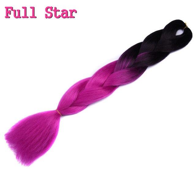 1pack Ombre hair bundles Synthetic Jumbo Braiding Hair Full Star Crochet Blonde Pink Blue Purple Rainbow Fake hair Extensions