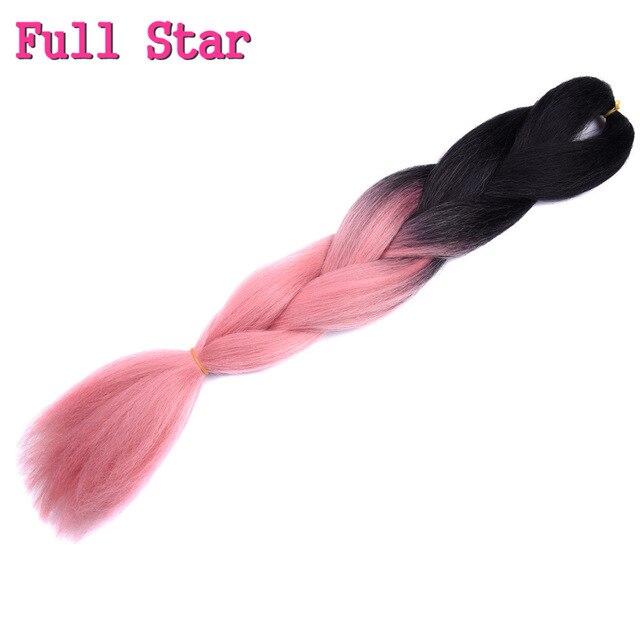 1pack Ombre hair bundles Synthetic Jumbo Braiding Hair Full Star Crochet Blonde Pink Blue Purple Rainbow Fake hair Extensions