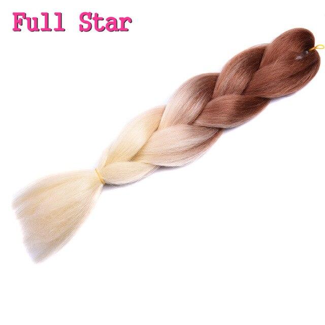 1pack Ombre hair bundles Synthetic Jumbo Braiding Hair Full Star Crochet Blonde Pink Blue Purple Rainbow Fake hair Extensions