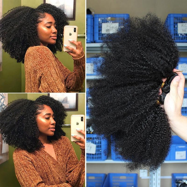 Mongolian Afro Kinky Curly Hair Weave 4B 4C Natural Black Raw Virgin Human Hair Bundles Extension 3 Dolago Hair Products 10-28"