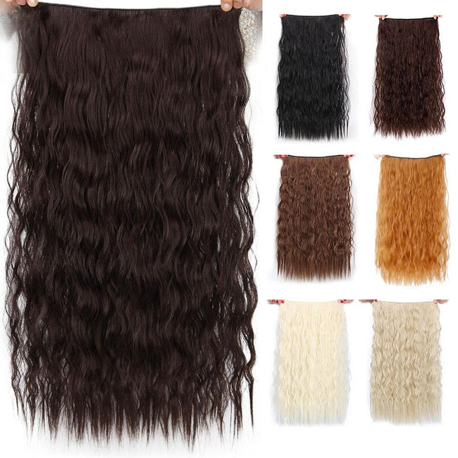 AISI BEAUTY Long Clips in Hair Extension Synthetic Natural Hair Water Wave Blonde Black 22" 28'' For Women Hairpieces