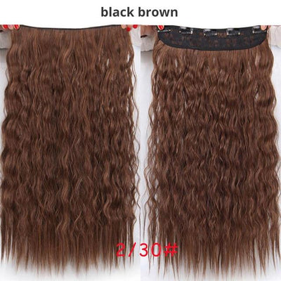AISI BEAUTY Long Clips in Hair Extension Synthetic Natural Hair Water Wave Blonde Black 22" 28'' For Women Hairpieces