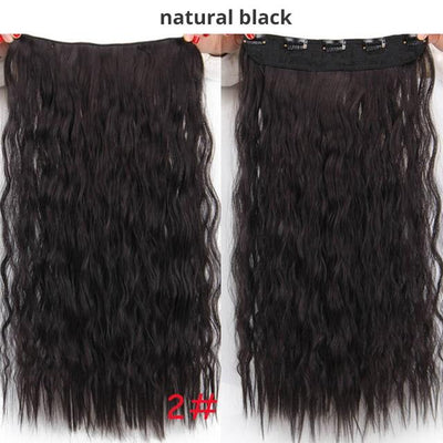 AISI BEAUTY Long Clips in Hair Extension Synthetic Natural Hair Water Wave Blonde Black 22" 28'' For Women Hairpieces