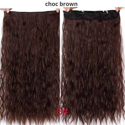 AISI BEAUTY Long Clips in Hair Extension Synthetic Natural Hair Water Wave Blonde Black 22" 28'' For Women Hairpieces