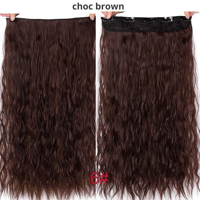 AISI BEAUTY Long Clips in Hair Extension Synthetic Natural Hair Water Wave Blonde Black 22" 28'' For Women Hairpieces