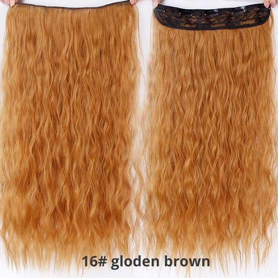 AISI BEAUTY Long Clips in Hair Extension Synthetic Natural Hair Water Wave Blonde Black 22" 28'' For Women Hairpieces